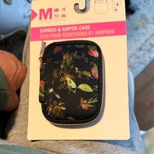 Floral Earbud & AirPod Case - Black Floral